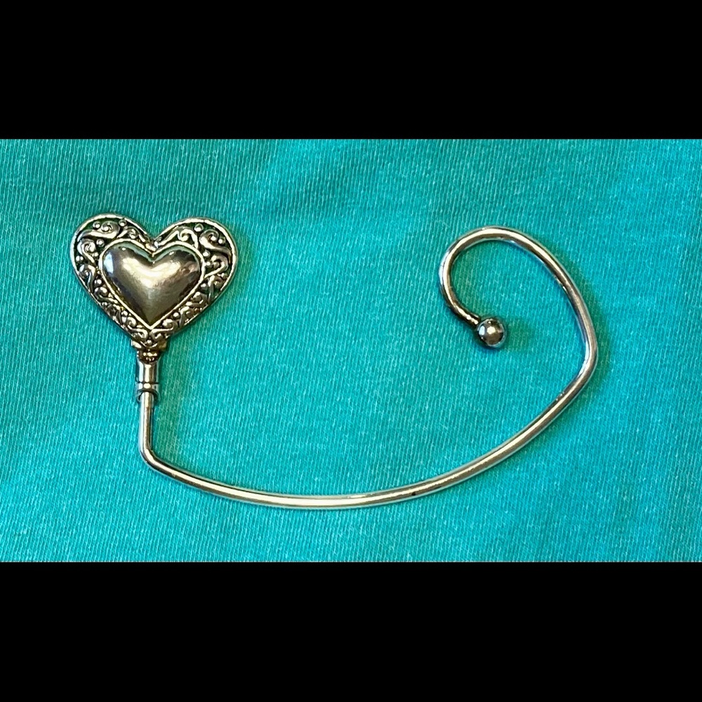 Codeena Purse Hanger, Silverplated Heart Design